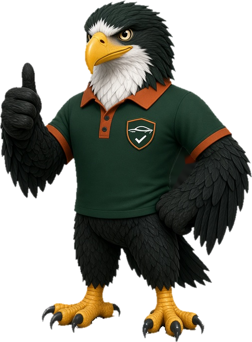 Don't Buy Blind eagle mascot giving a thumbs-up